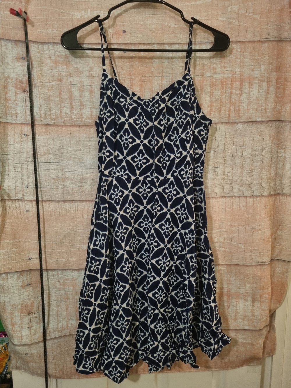 Old Navy Navy and White Patterned Spaghetti Strap Mini Dress